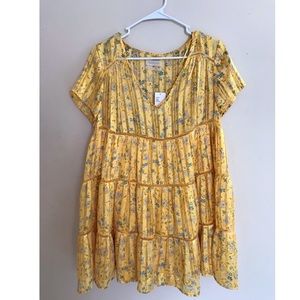 Yellow Urban Outfitters yellow chiffon mini dress